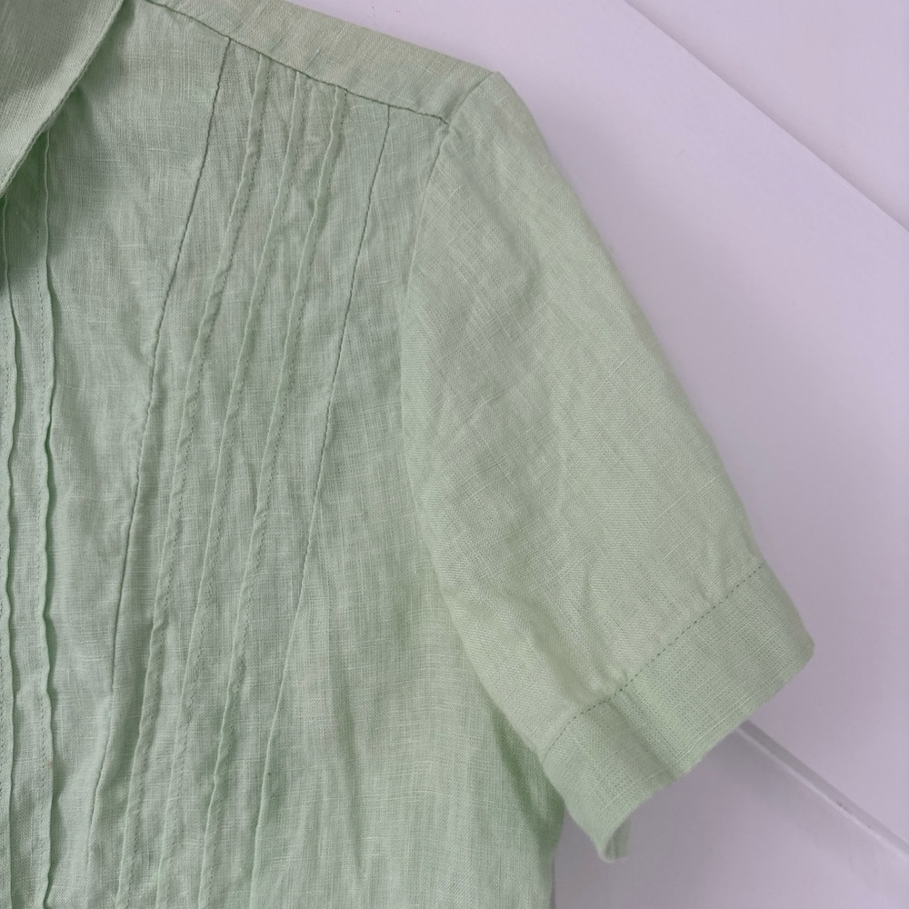 J. Jill Light Mint Short-Sleeve Pintuck Button-Down Shirt - Picture 6 of 12
